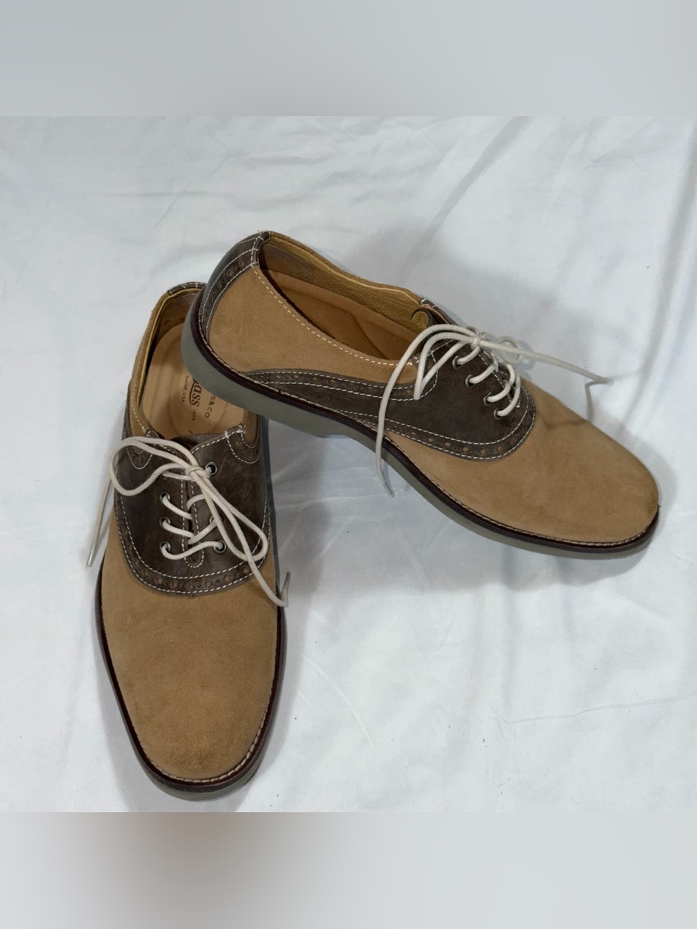 G.H. Bass Pomona Men’s 8.5M Tan Brown Suede Saddle Oxford Shoes